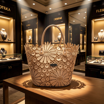 Baldinini Trend - Artistic Floral Openwork Basket Handbag - Brown Baldinini Trend